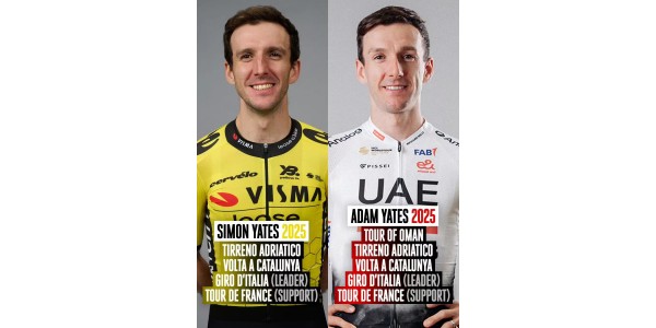 La competizione tra Adam Yates degli Emirati Arabi Uniti e Simon Yates della Wisma La competizione tra Adam Yates degli Emirati Arabi Uniti e Simon Yates della Wisma